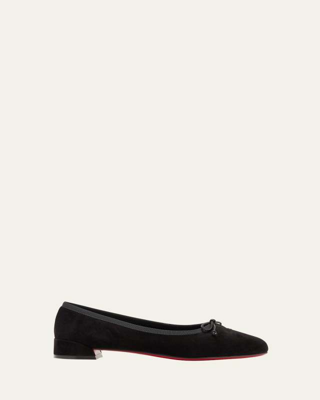 Sweetie Jane Suede Bow Red Sole Ballerina Flats